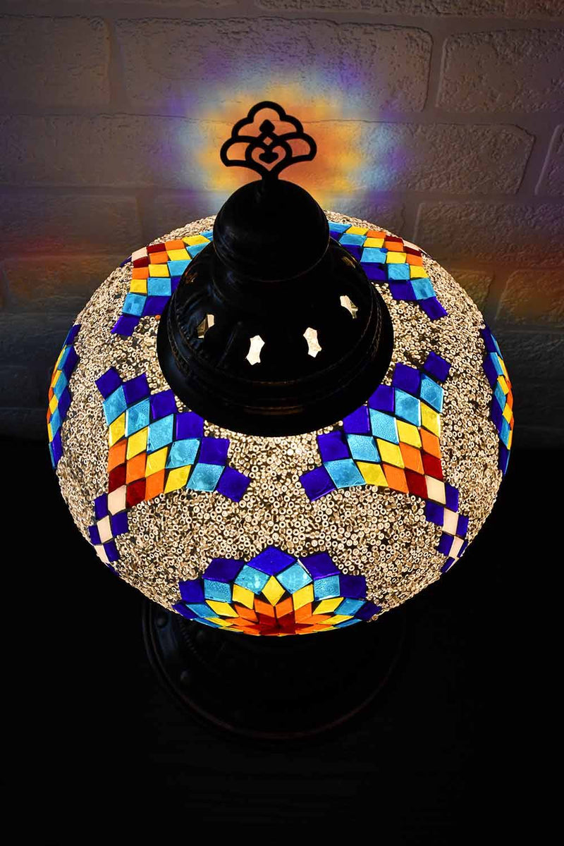 Turkish Table Lamp Large Multicoloured Fancy Star 2 Lighting Sydney Grand Bazaar 