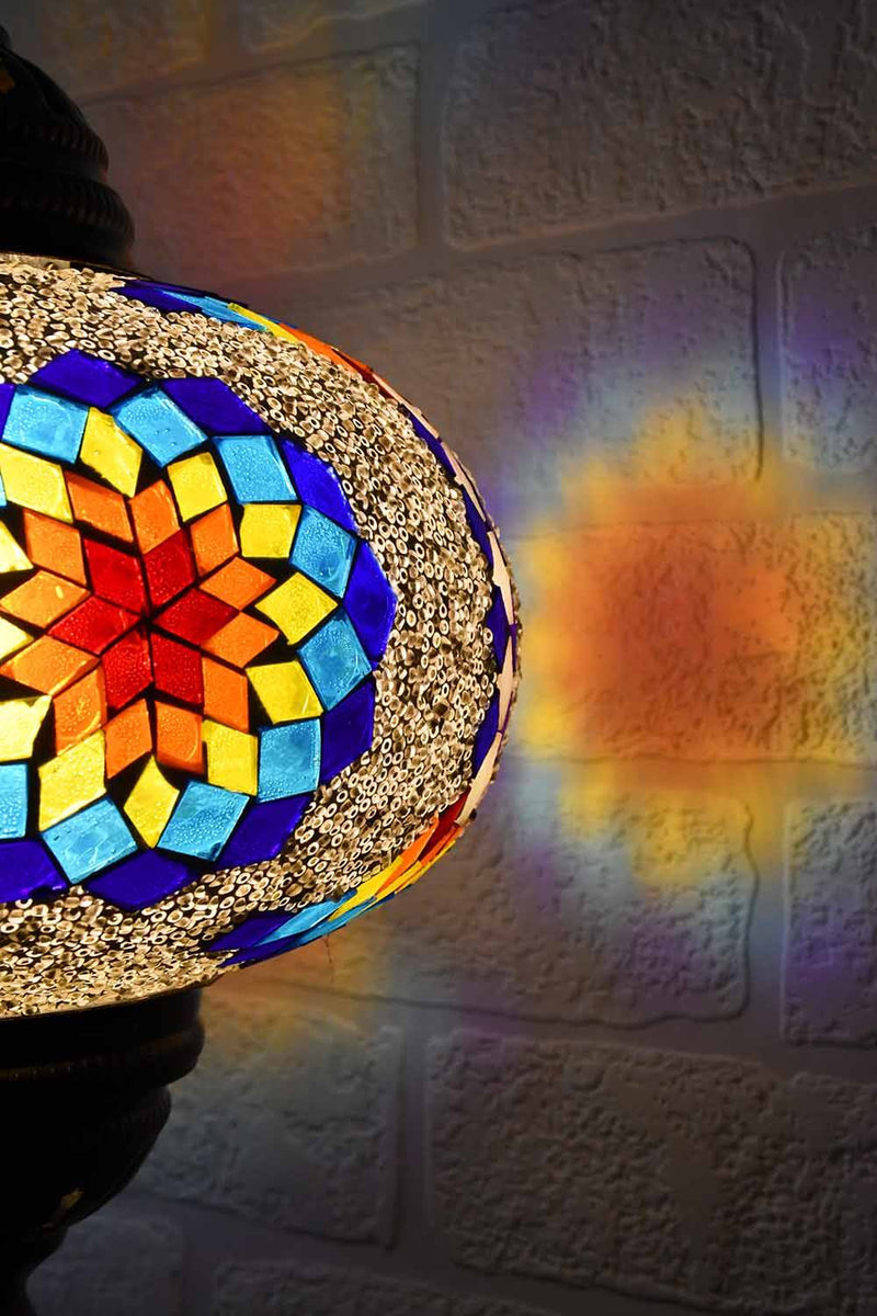 Turkish Table Lamp Large Multicoloured Fancy Star 2 Lighting Sydney Grand Bazaar 