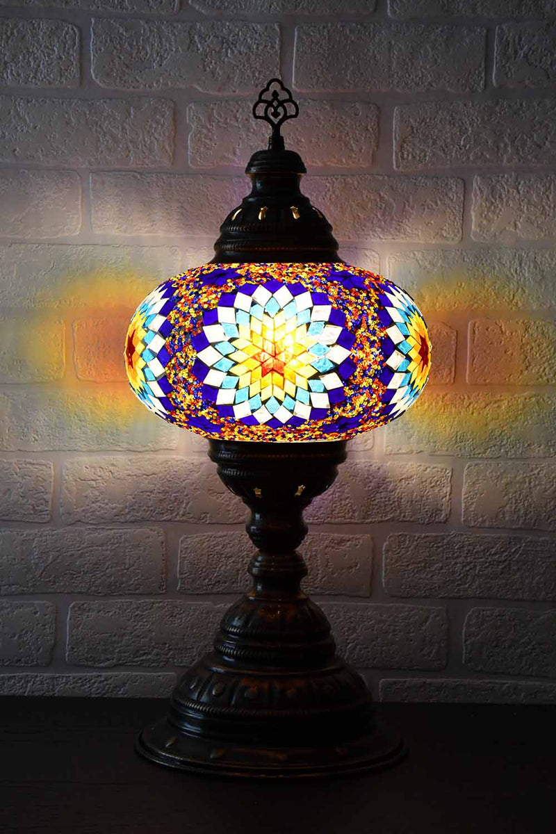 Turkish Table Lamp Large Multicoloured Fancy Star Lighting Sydney Grand Bazaar 