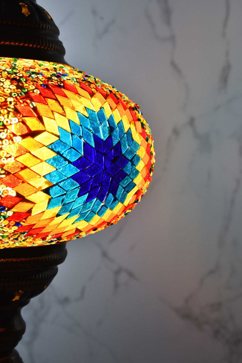 Turkish Table Lamp Large Multicoloured Round Star Lighting Sydney Grand Bazaar 