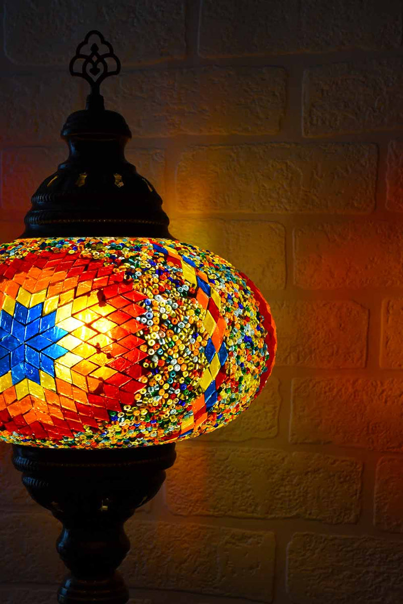 Turkish Table Lamp Large Multicoloured Star Beads Lighting Sydney Grand Bazaar 
