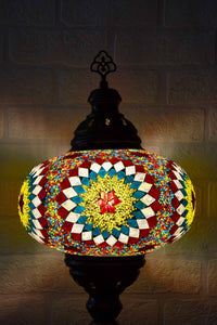 Turkish Table Lamp Large Multicoloured Teal Round Beads Lighting Sydney Grand Bazaar 