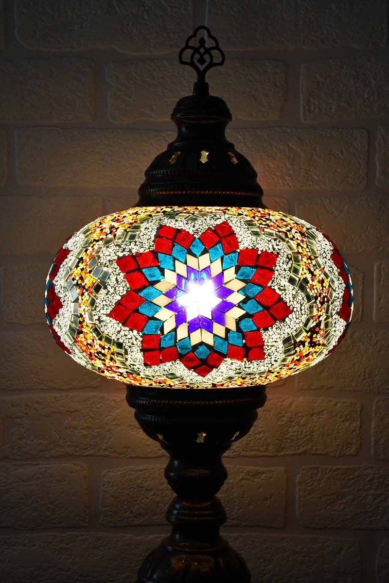 Turkish Table Lamp Large Multicoloured Teal Star Beads Lighting Sydney Grand Bazaar 