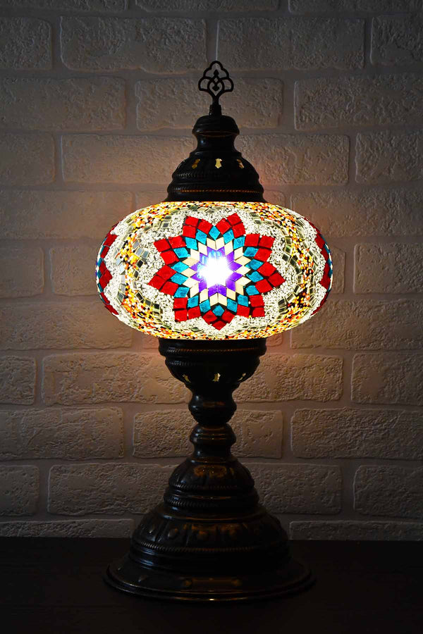 Turkish Table Lamp Large Multicoloured Teal Star Beads Lighting Sydney Grand Bazaar 