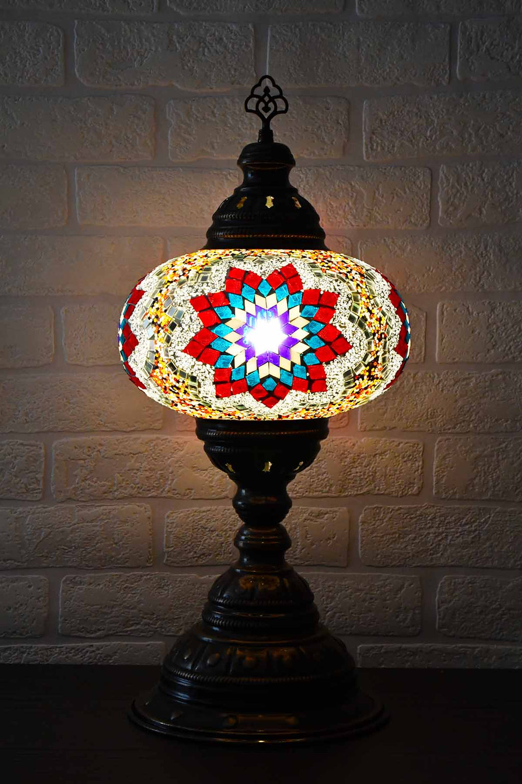 Turkish Table Lamp Large Multicoloured Teal Star Beads Lighting Sydney Grand Bazaar 