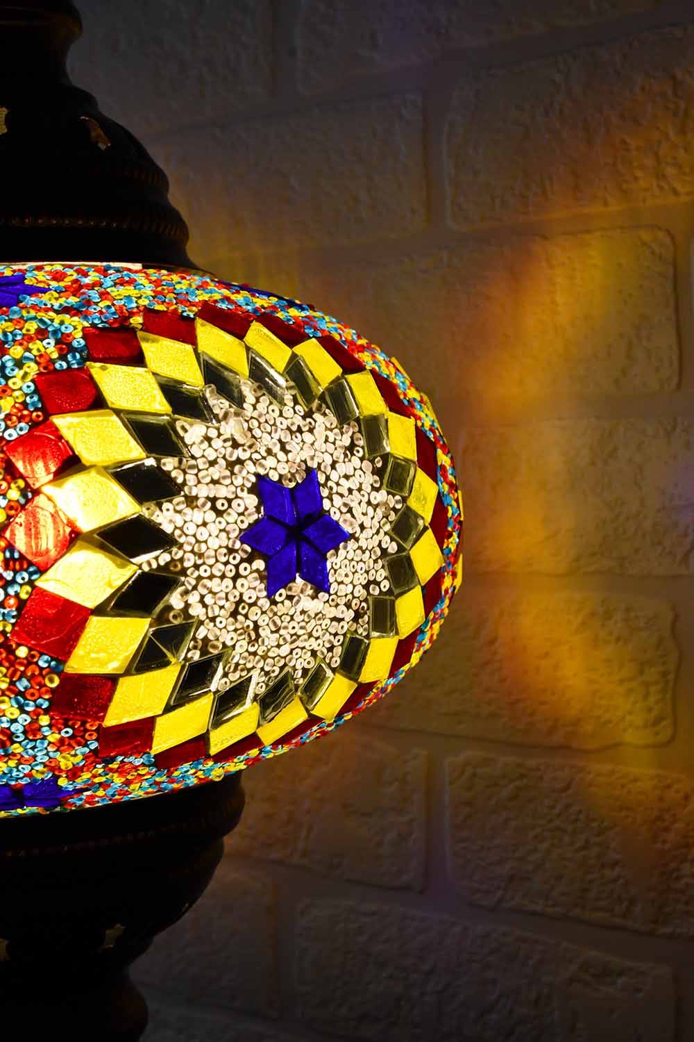 Turkish Table Lamp Large Multicoloured White Beads Lighting Sydney Grand Bazaar 