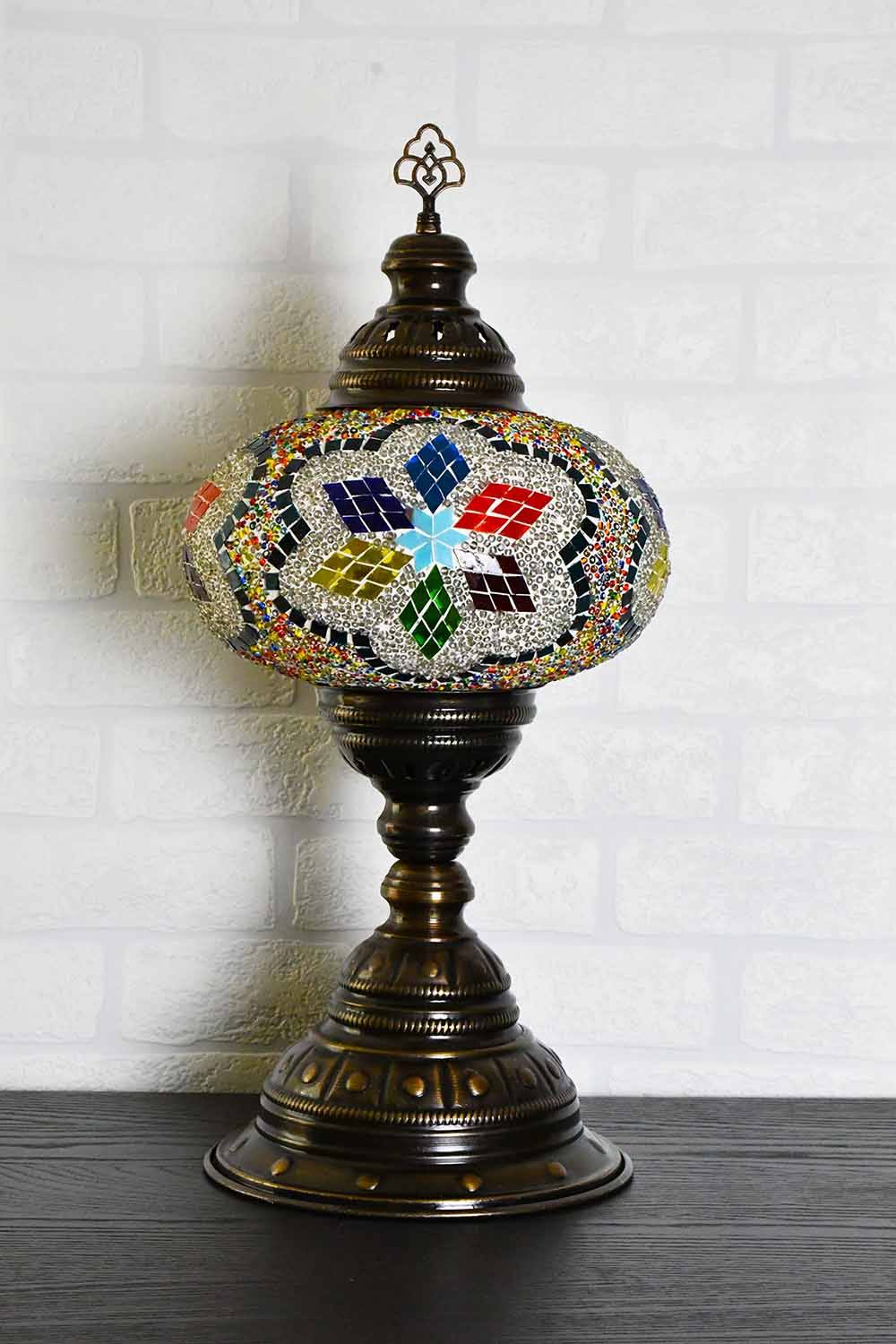 Turkish Table Lamp Large Multicoloured White Beads Star Lighting Sydney Grand Bazaar 