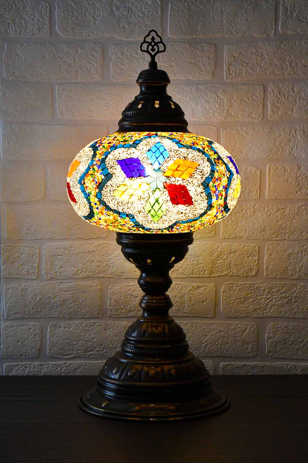Turkish Table Lamp Large Multicoloured White Beads Star Lighting Sydney Grand Bazaar 