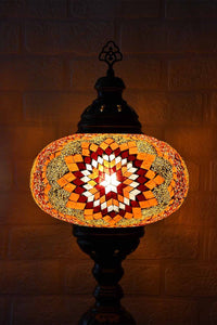 Turkish Table Lamp Large Orange Yellow Star Beads Lighting Sydney Grand Bazaar 