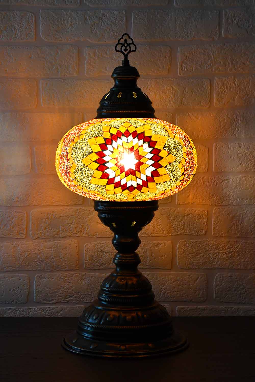Turkish Table Lamp Large Orange Yellow Star Beads Lighting Sydney Grand Bazaar 