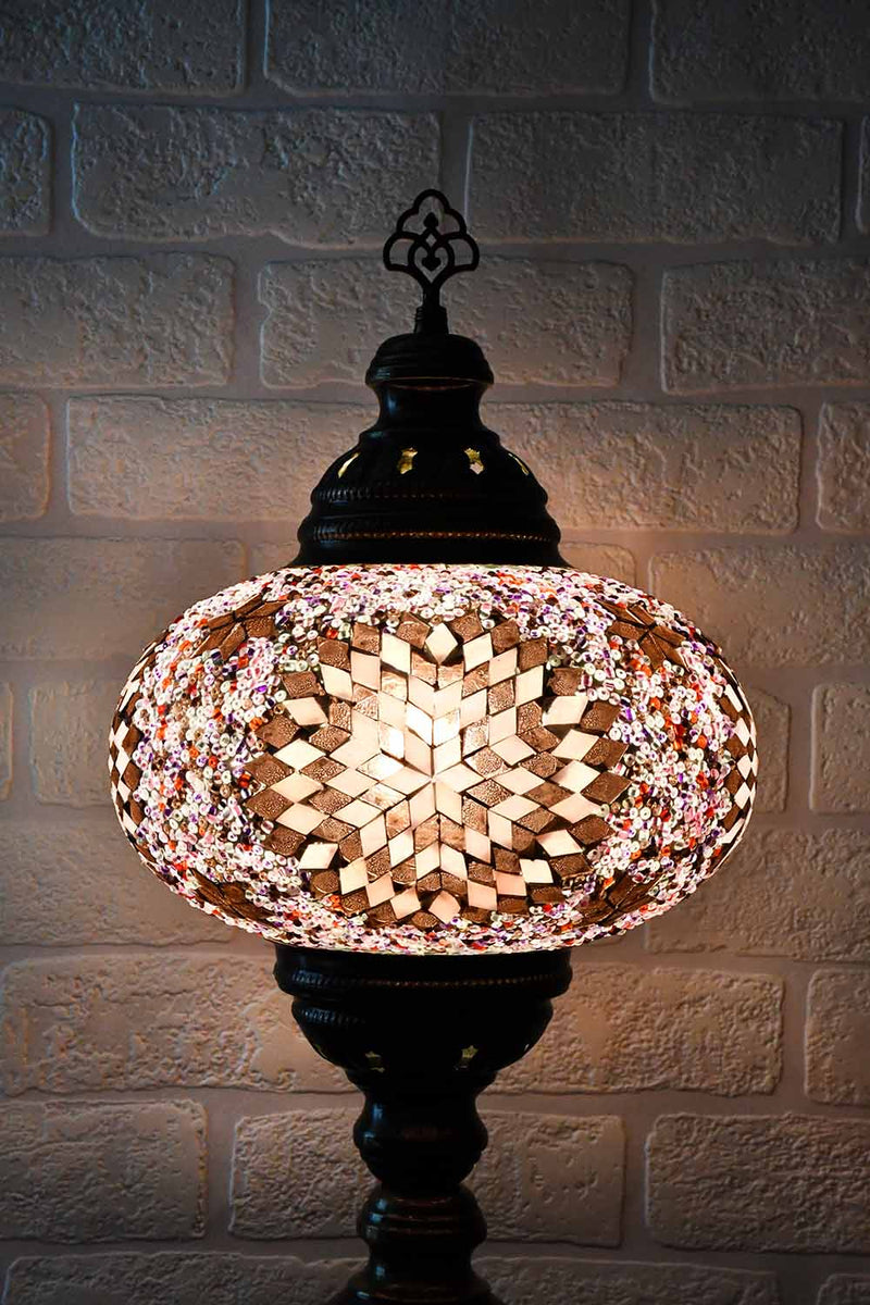 Turkish Table Lamp Large Purple Pink Star Beads Lighting Sydney Grand Bazaar 