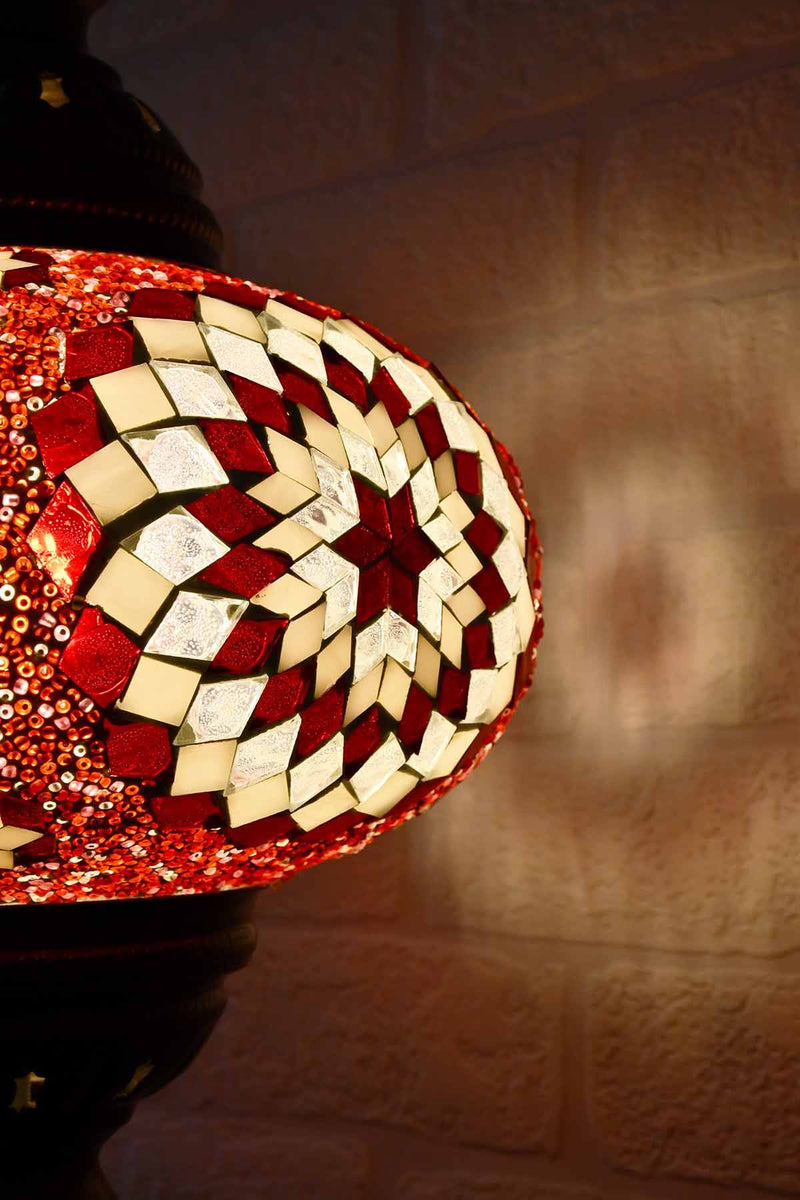 Turkish Table Lamp Large Red Clear Star Beads Lighting Sydney Grand Bazaar 