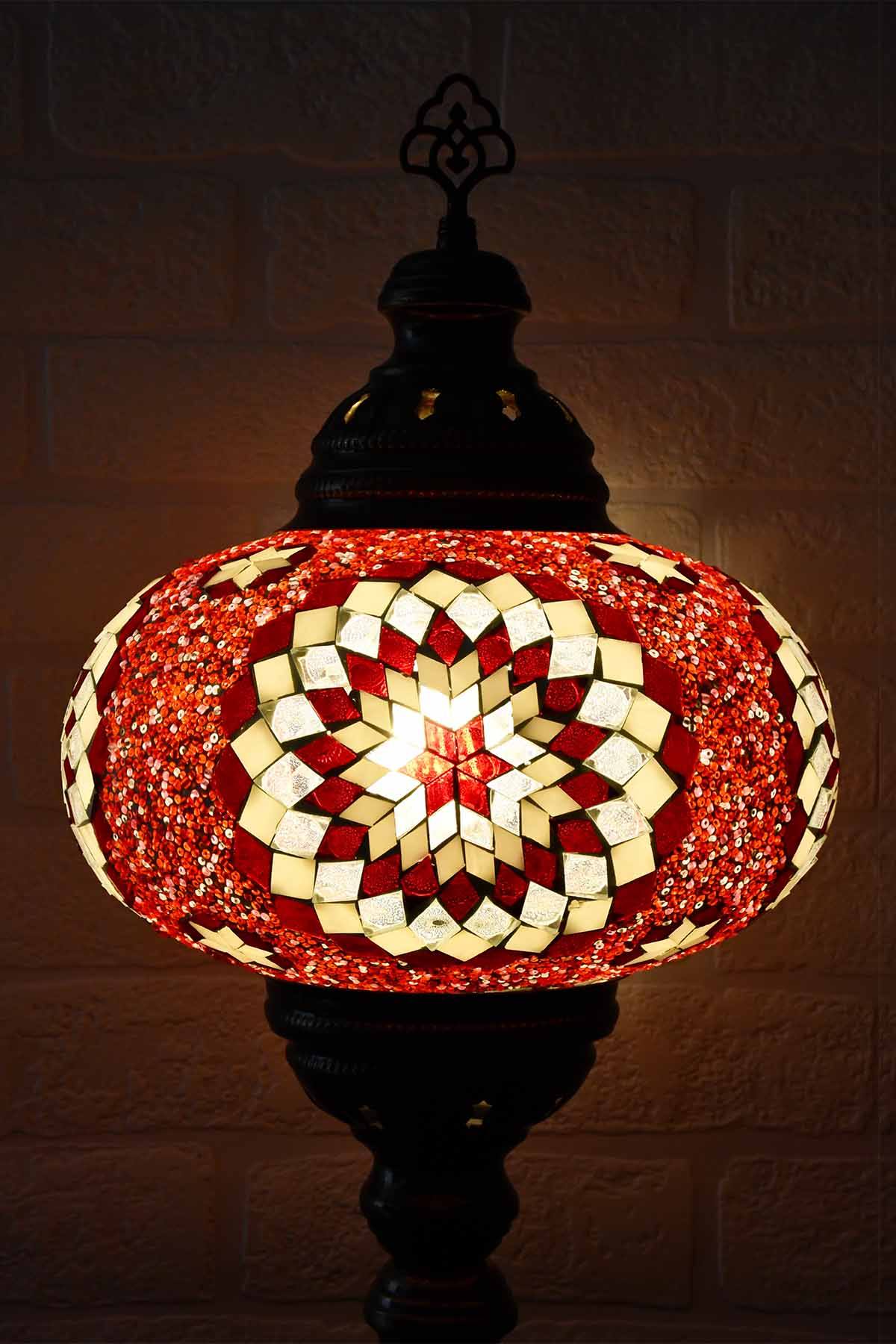 Turkish Table Lamp Large Red Clear Star Beads Lighting Sydney Grand Bazaar 
