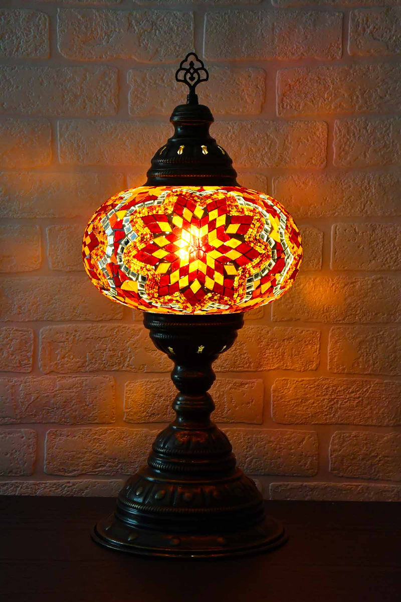 Turkish Table Lamp Large Red Orange Mosaic Star Lighting Sydney Grand Bazaar 