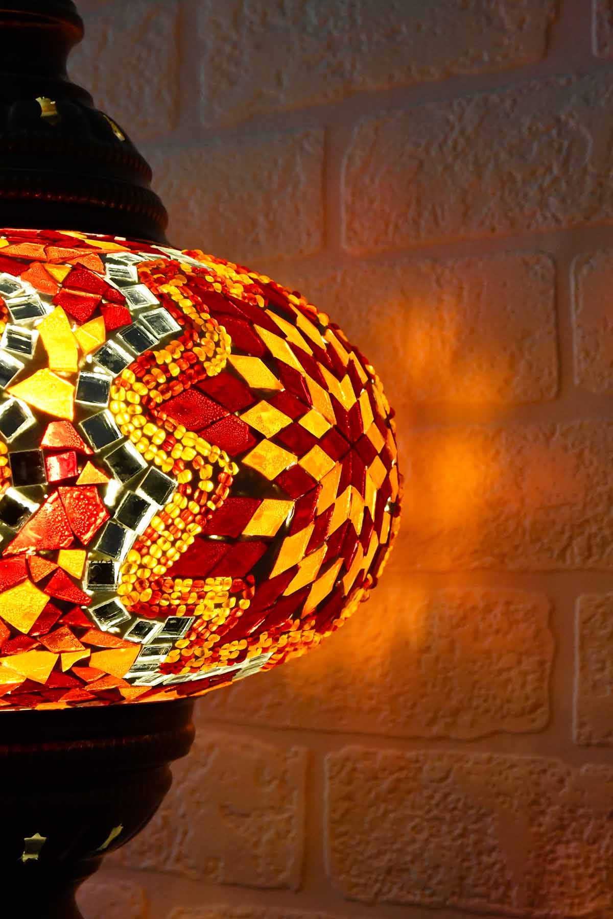 Turkish Table Lamp Large Red Orange Mosaic Star Lighting Sydney Grand Bazaar 