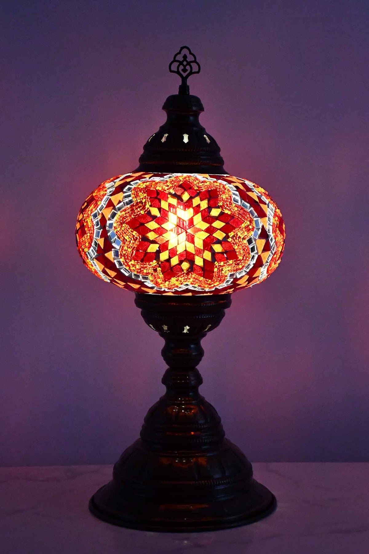 Turkish Table Lamp Large Red Orange Mosaic Star Lighting Sydney Grand Bazaar 