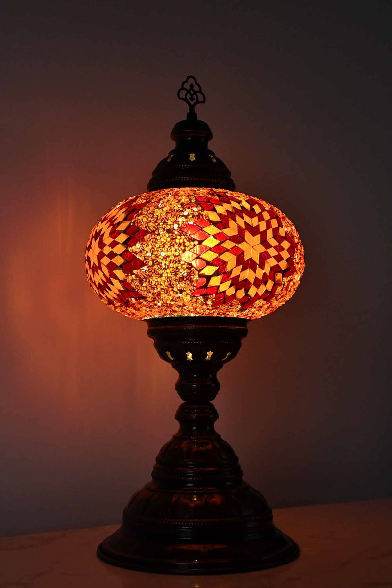Turkish Table Lamp Large Red Orange Star Lighting Sydney Grand Bazaar 