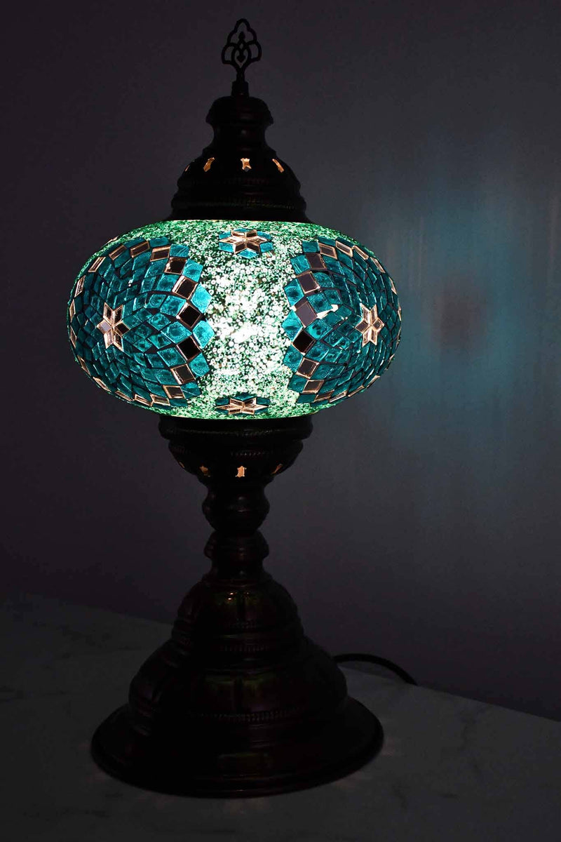 Turkish Table Lamp Large Sea Green Beads Star Lighting Sydney Grand Bazaar 