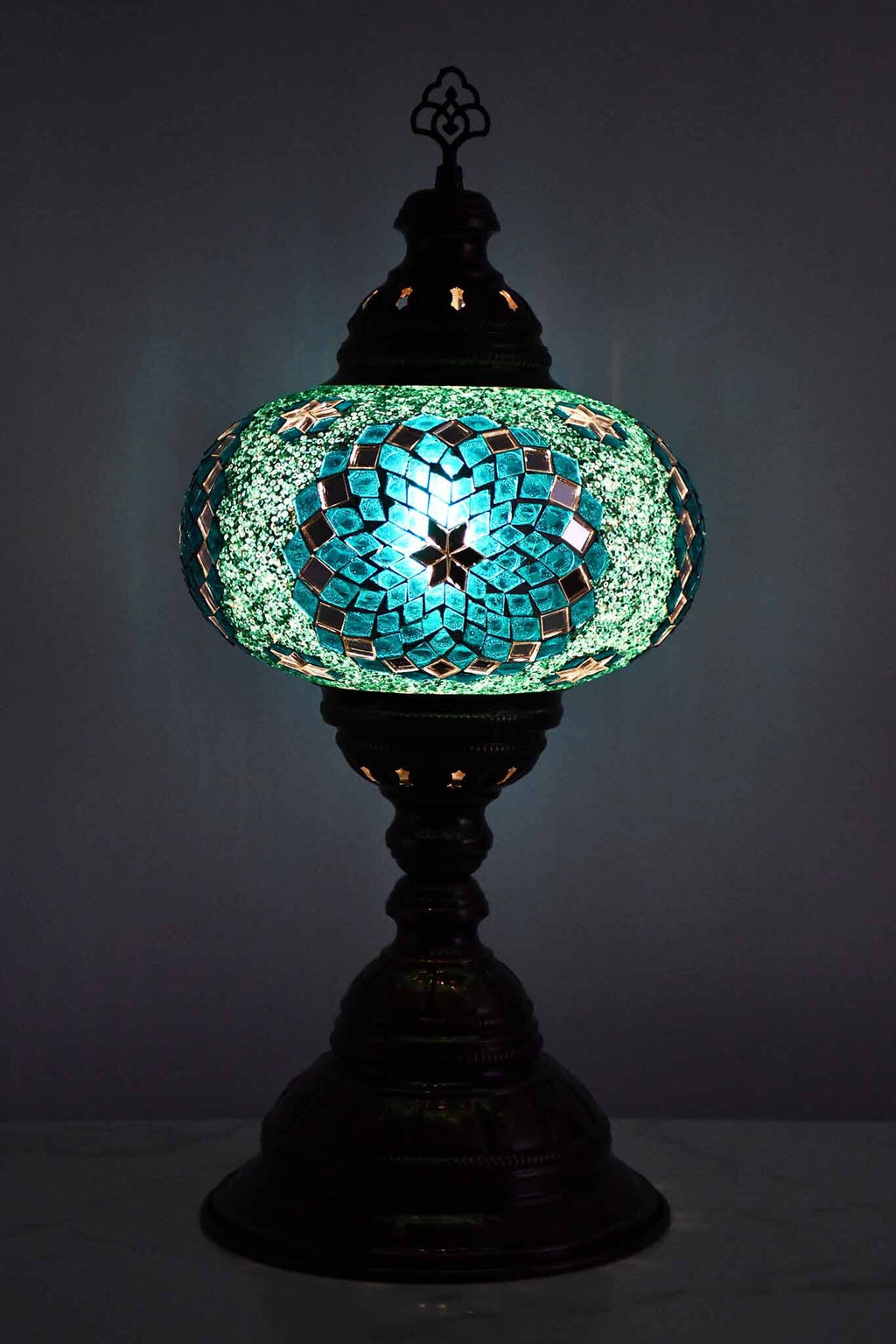 Turkish Table Lamp Large Sea Green Beads Star Lighting Sydney Grand Bazaar 
