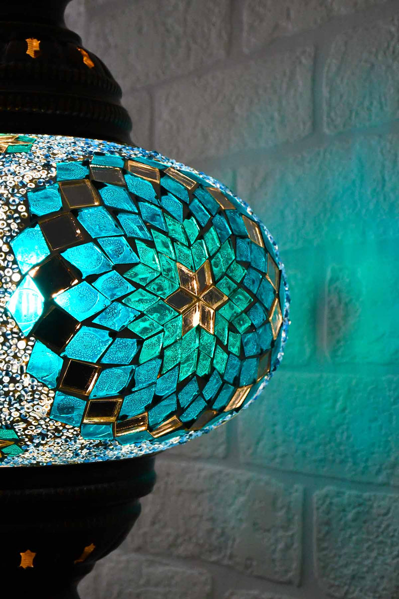 Turkish Table Lamp Large Turquoise Star Lighting Sydney Grand Bazaar 