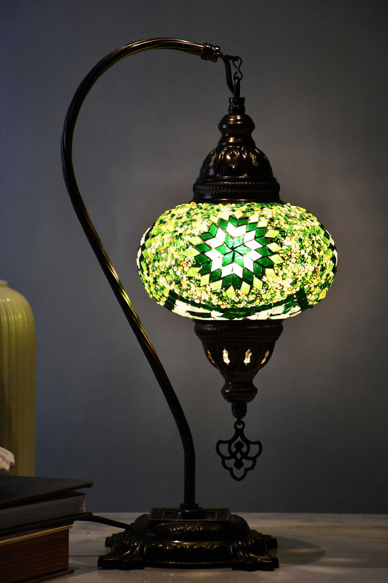 Turkish Table Lamp Mosaic Star Arch White Green Lighting Sydney Grand Bazaar 