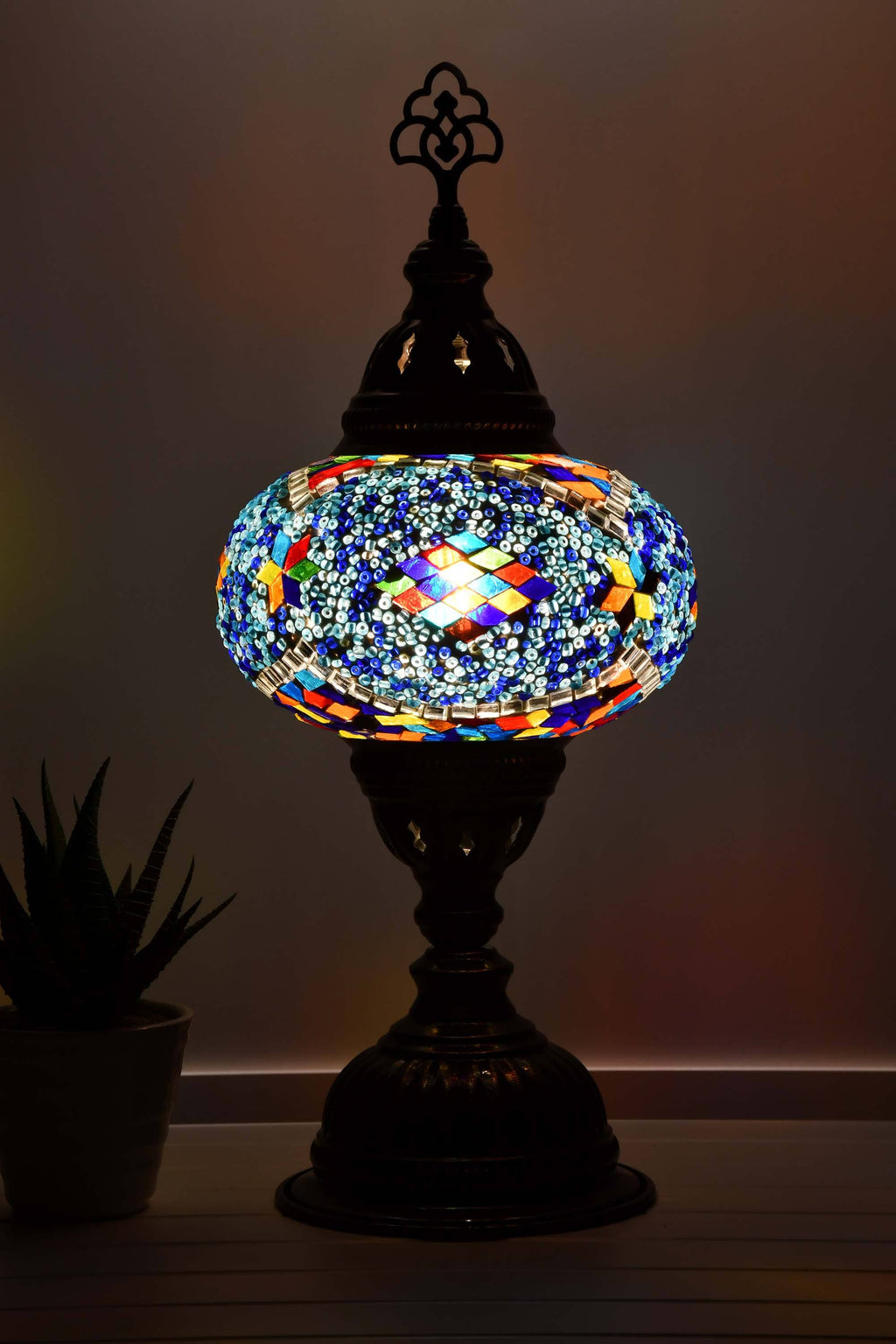 Turkish Table Lamp Multicoloured Blue Diamond Lighting Sydney Grand Bazaar 