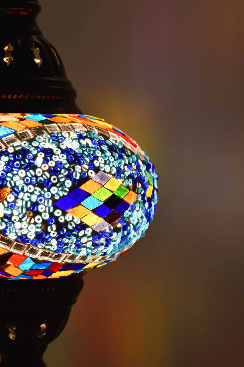 Turkish Table Lamp Multicoloured Blue Diamond Lighting Sydney Grand Bazaar 