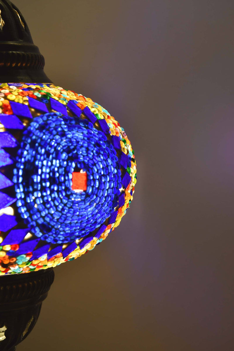 Turkish Table Lamp Multicoloured Mosaic Blue Circle Lighting Sydney Grand Bazaar 
