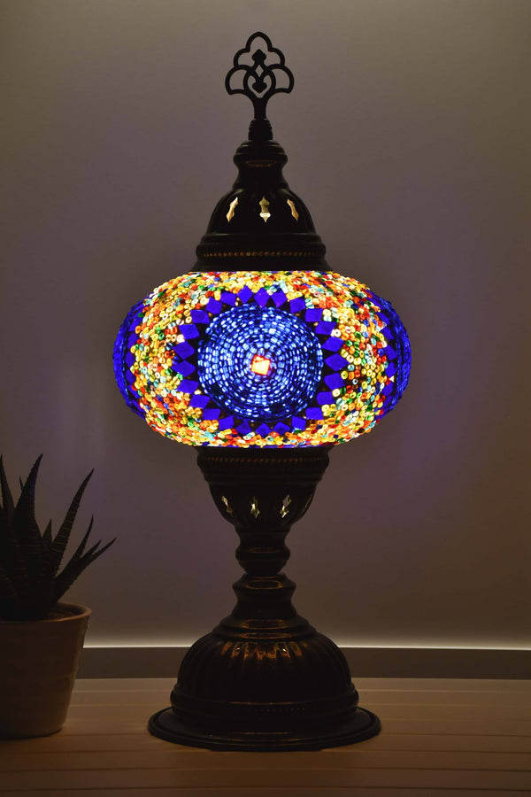 Turkish Table Lamp Multicoloured Mosaic Blue Circle Lighting Sydney Grand Bazaar 