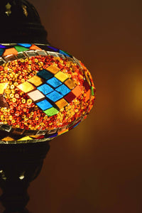 Turkish Table Lamp Multicoloured Red Diamond Beads Lighting Sydney Grand Bazaar 