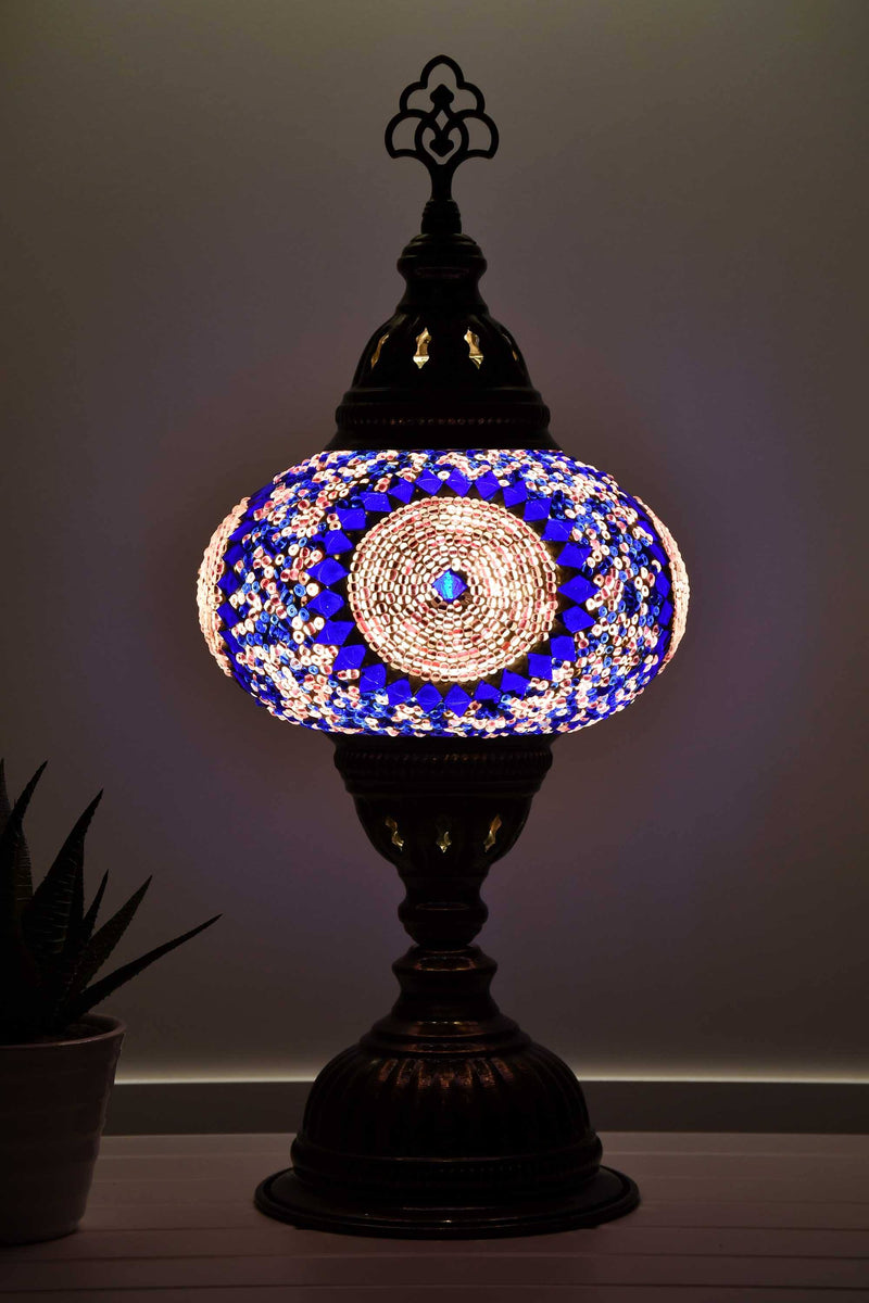 Turkish Table Lamp Pink Blue Circle Beads Lighting Sydney Grand Bazaar 