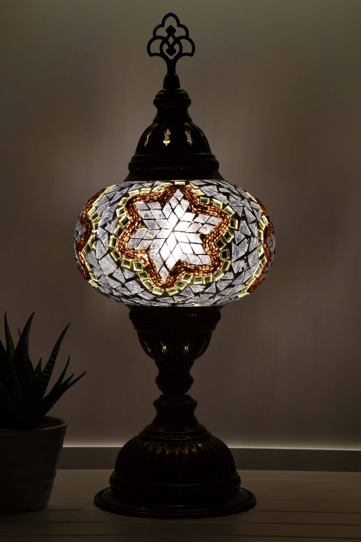 Turkish Table Lamp Purple Mosaic Star Lighting Sydney Grand Bazaar 