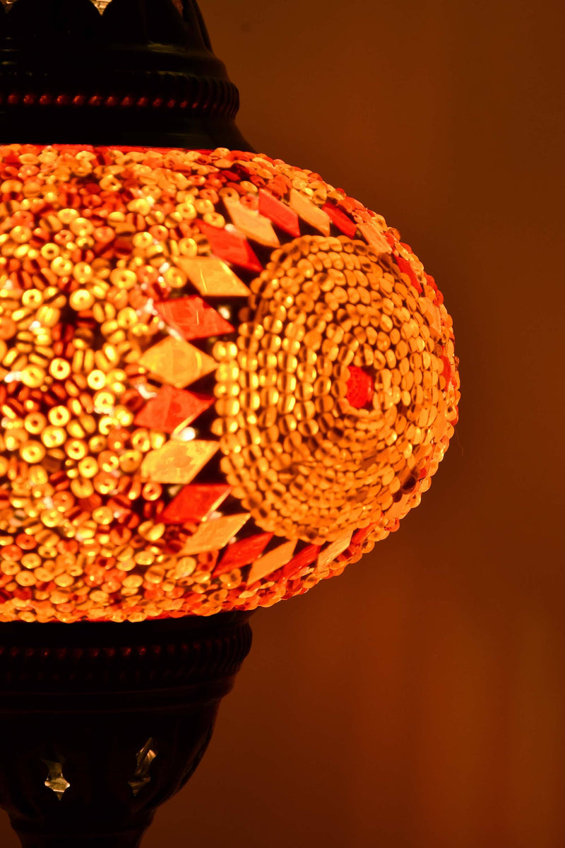 Turkish Table Lamp Red Orange Circle Beads Lighting Sydney Grand Bazaar 