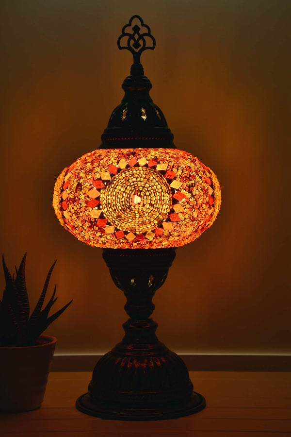 Turkish Table Lamp Red Orange Circle Beads Lighting Sydney Grand Bazaar 