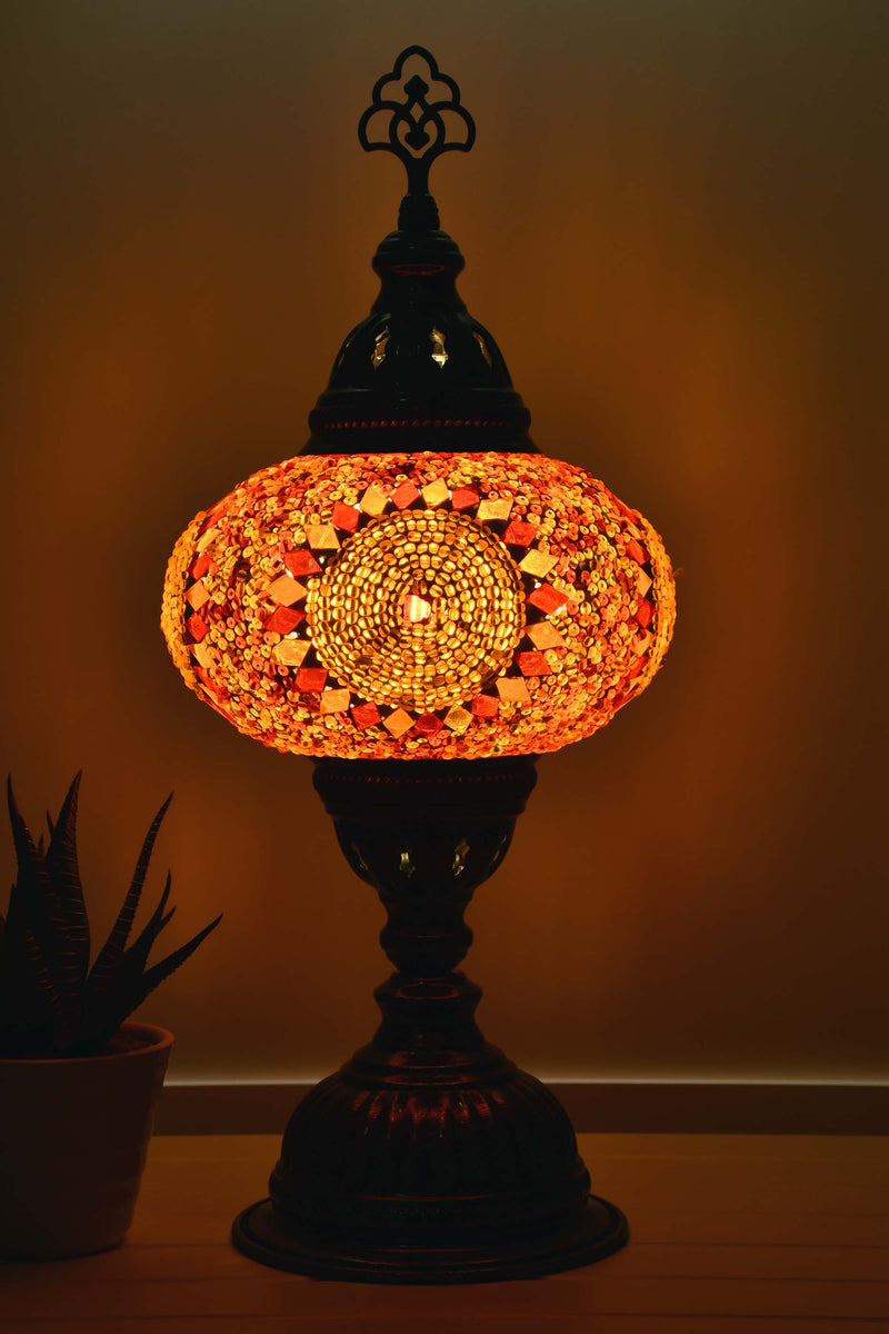 Turkish Mosaic Table Lamp Red Ziczac