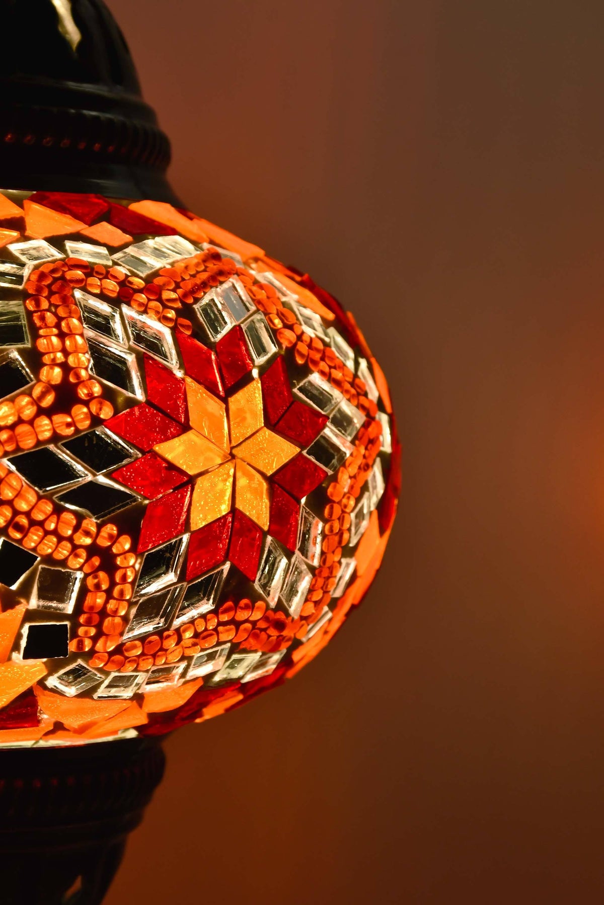 Turkish Table Lamp Red Orange Mosaic Star Lighting Sydney Grand Bazaar 