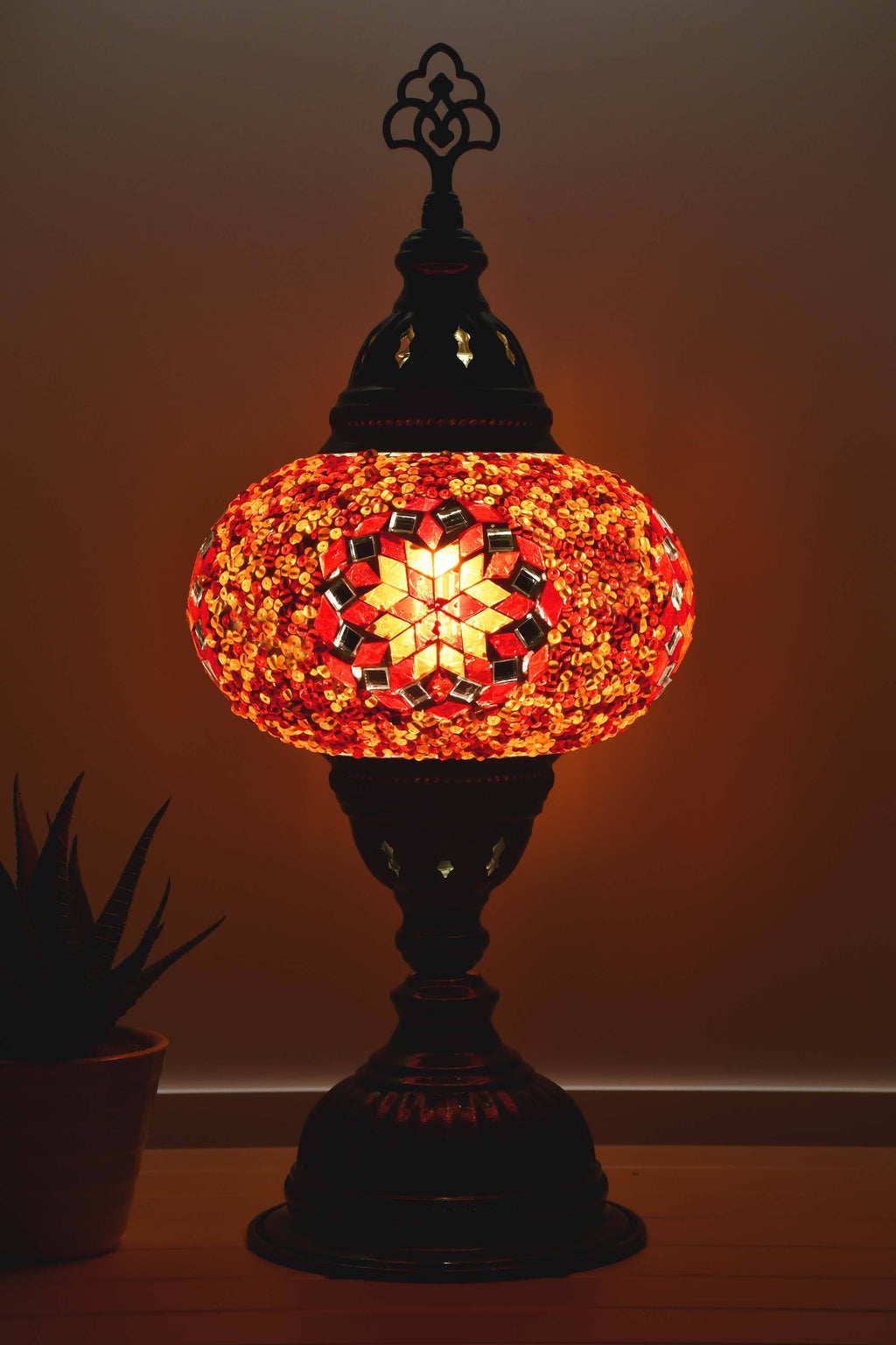 Turkish Table Lamp Red Orange Star Beads Lighting Sydney Grand Bazaar 