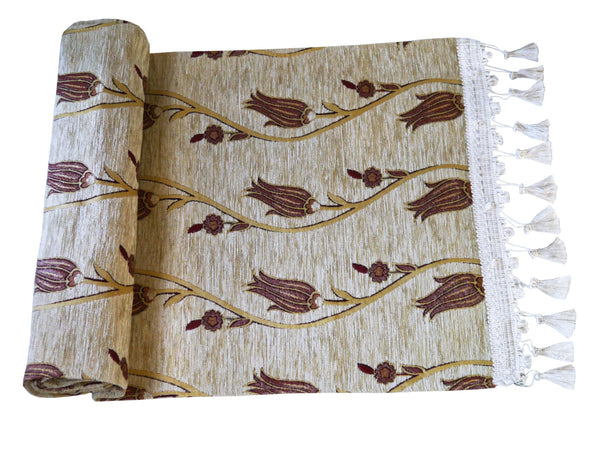 Turkish Table Runner Tulip Collection Beige Textile Sydney Grand Bazaar 