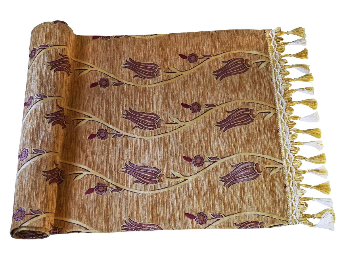 Turkish Table Runner Tulip Collection Golden Brown Textile Sydney Grand Bazaar 