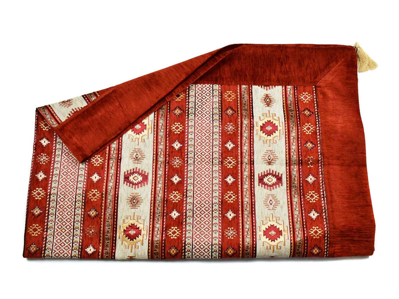 Turkish Tablecloth Aztec, Beige Red Textile Sydney Grand Bazaar 220cm x 165cm 