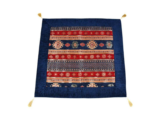 Turkish Tablecloth Aztec, Blue Red Textile Sydney Grand Bazaar 90cm x 90cm 