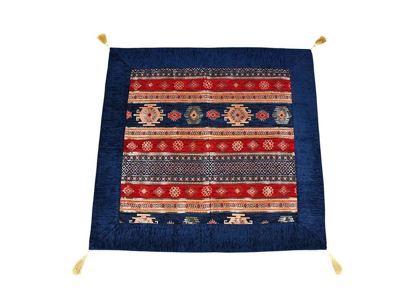 Turkish Tablecloth Aztec, Blue Red Textile Sydney Grand Bazaar 90cm x 90cm 