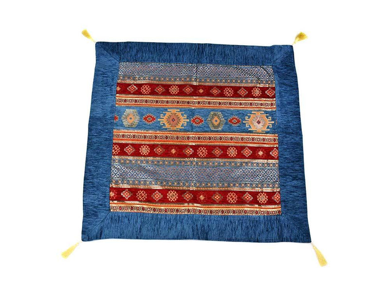 Turkish Tablecloth Aztec, Light Blue Red Textile Sydney Grand Bazaar 90cm x 90cm 