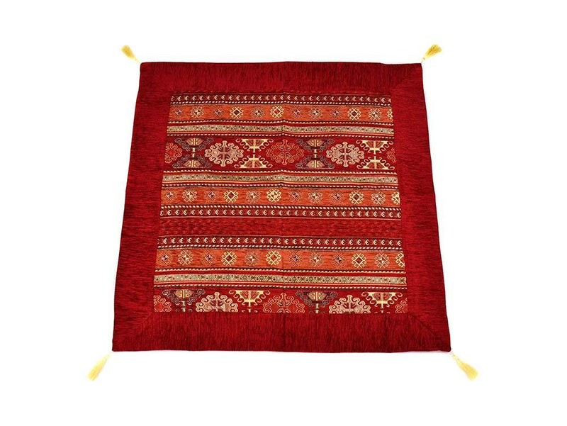Turkish Tablecloth Aztec, Red Rusty Orange Textile Sydney Grand Bazaar 90cm x 90cm 