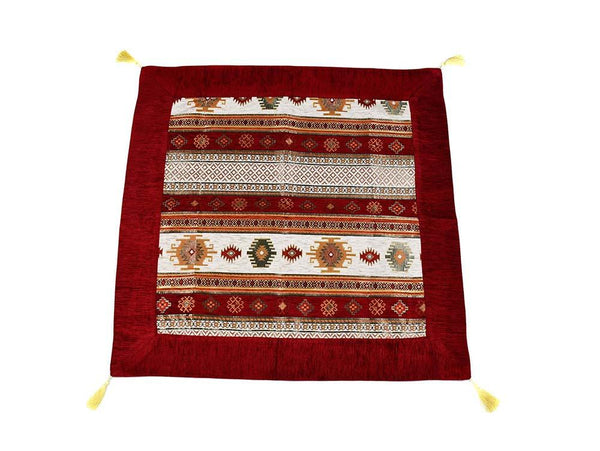 Turkish Tablecloth Aztec, Red White Textile Sydney Grand Bazaar 90cm x 90cm 