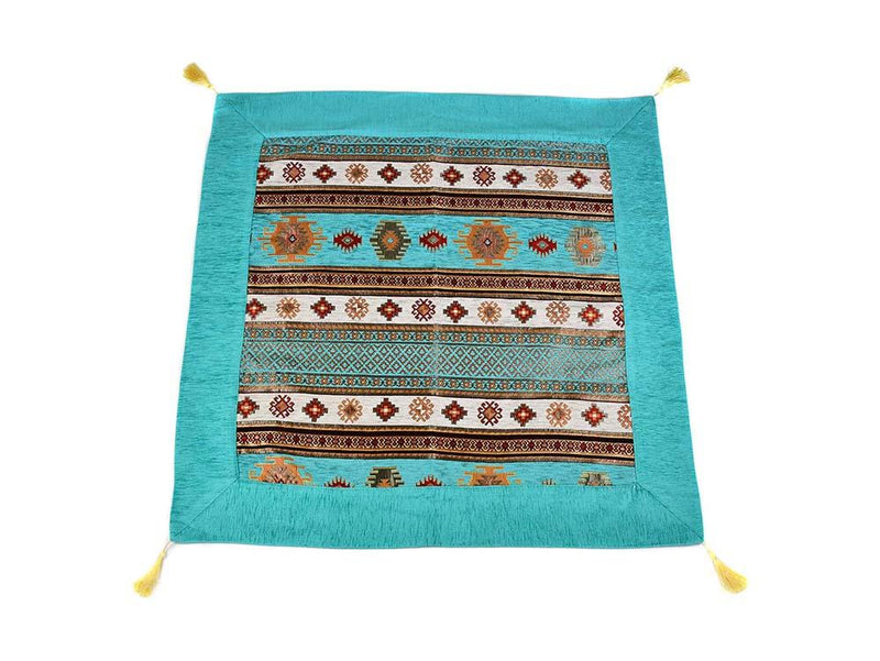 Turkish Tablecloth Aztec, Light Blue Red