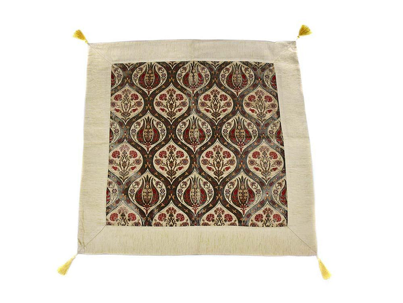 Turkish Tablecloth Ottoman Flower, Beige Textile Sydney Grand Bazaar 90cm x 90cm 