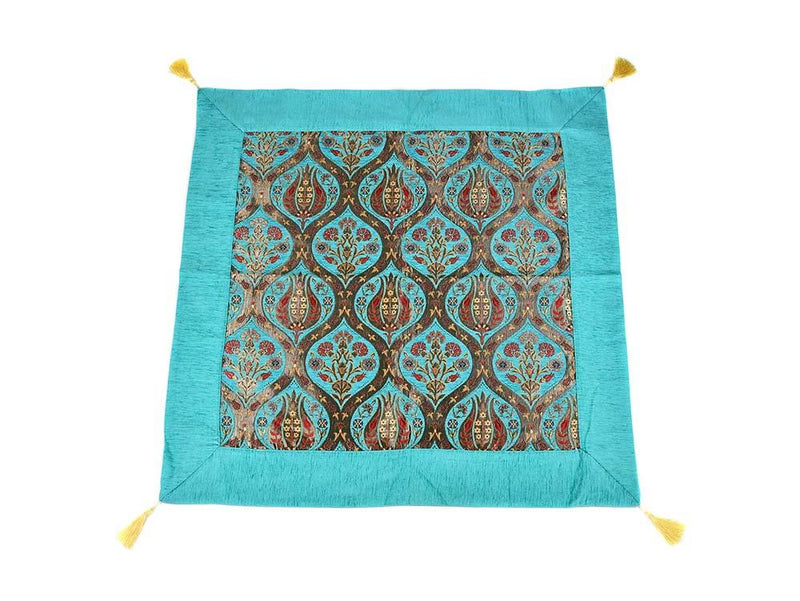 Turkish Tablecloth Ottoman Flower, Turquoise Textile Sydney Grand Bazaar 90cm x 90cm 