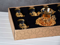 Turkish Tea Cup Set of 6 Copper Collection Gold Ceramic Sydney Grand Bazaar 