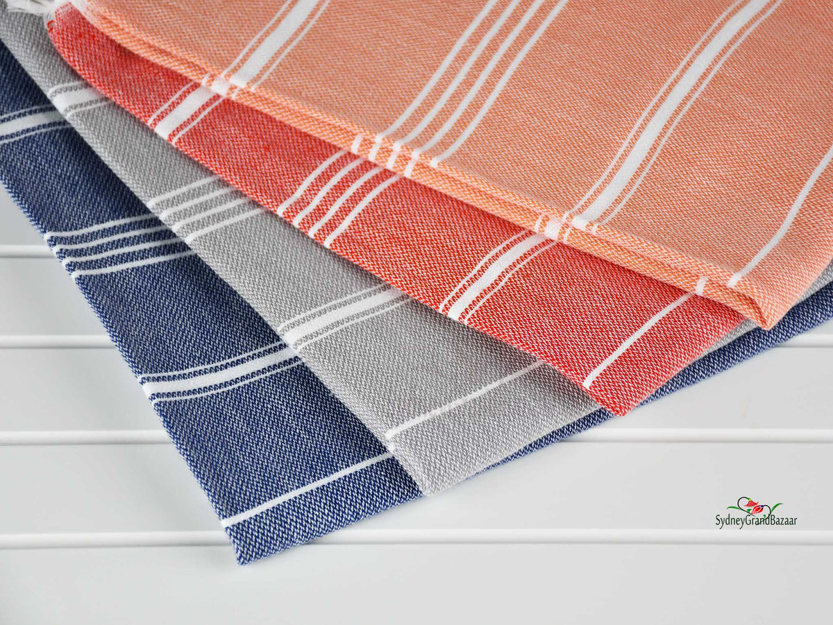 Turkish Tea Towel Classic Striped Set of 4 Collection 4 Turkish Towel Sydney Grand Bazaar 